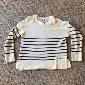 CC Women's Striped Crew Neck Sweater - Cream and Navy